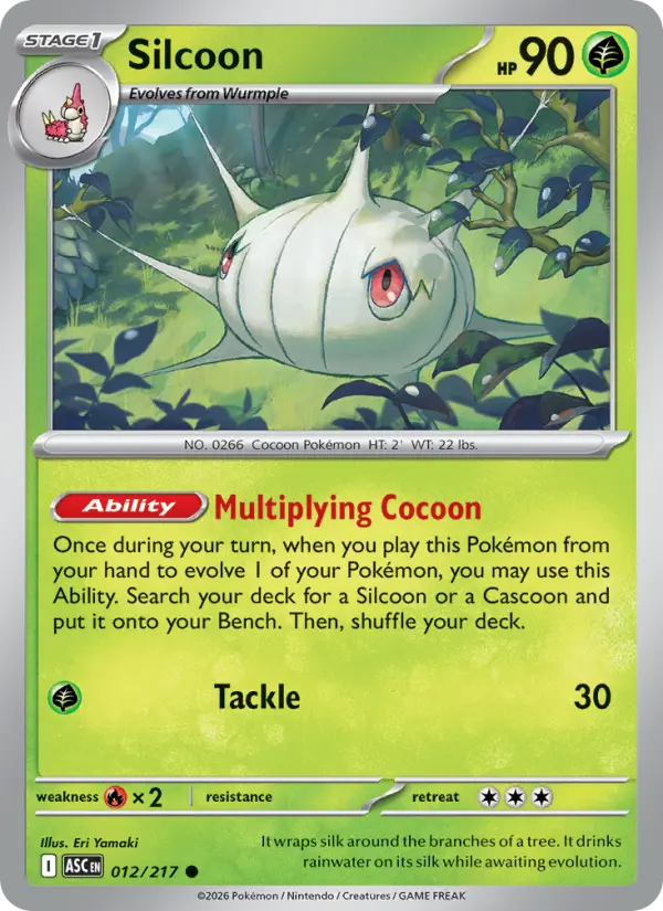 Silcoon Common Pokemon card #012 from Ascended Heroes
