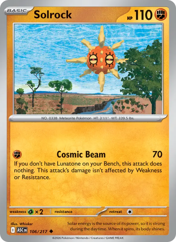 Solrock Uncommon Pokemon card #106 from Ascended Heroes