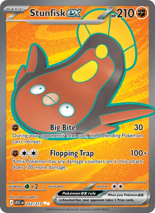 Stunfisk ex Ultra Rare Pokemon card #252 from Ascended Heroes