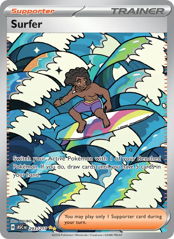 Surfer Special illustration rare Pokemon card #293 from Ascended Heroes