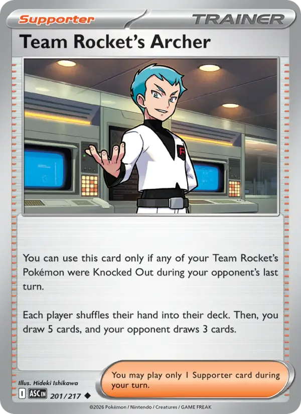 Team Rocket's Archer Uncommon Pokemon card #201 from Ascended Heroes