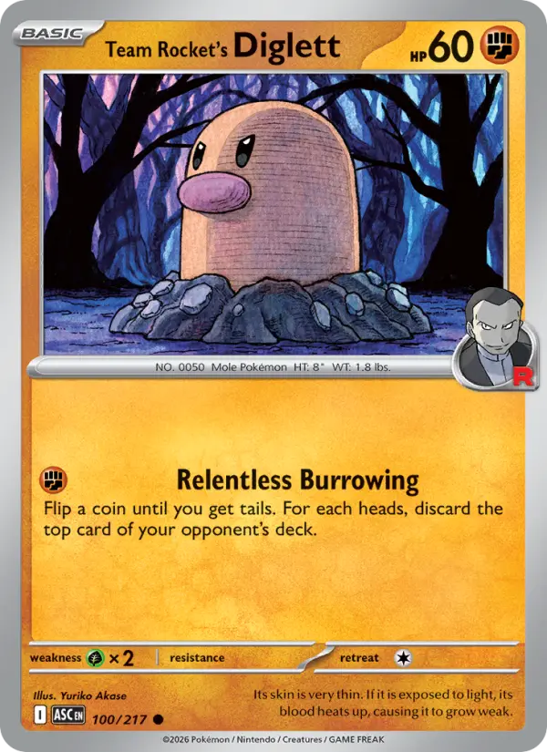 Team Rocket's Diglett Common Pokemon card #100 from Ascended Heroes