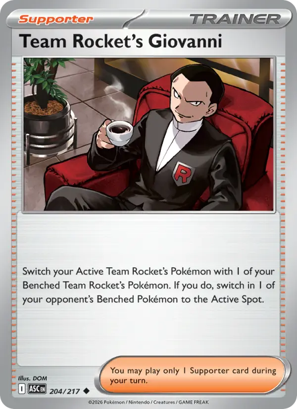 Team Rocket's Giovanni Uncommon Pokemon card #204 from Ascended Heroes