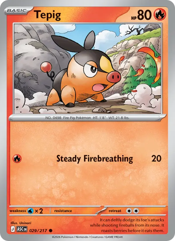 Tepig Common Pokemon card #029 from Ascended Heroes