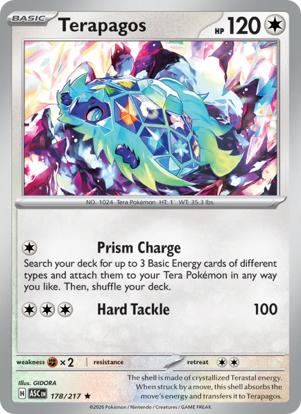 Terapagos Rare Pokemon card #178 from Ascended Heroes