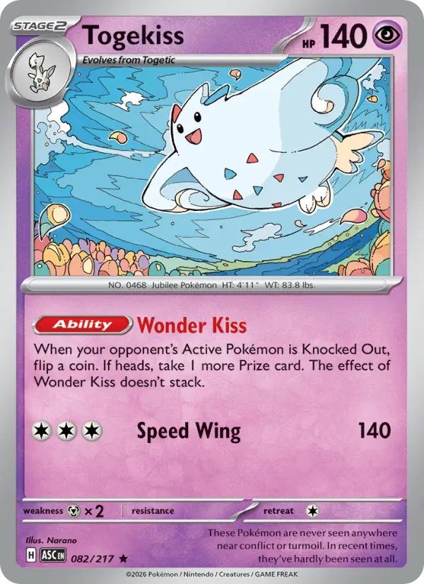Togekiss Rare Pokemon card #082 from Ascended Heroes