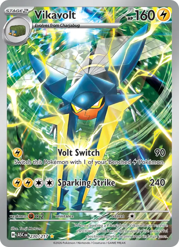 Vikavolt Illustration rare Pokemon card #230 from Ascended Heroes