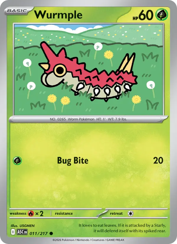 Wurmple Common Pokemon card #011 from Ascended Heroes