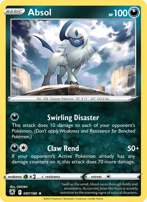 Absol Holo Rare Pokemon card #097 from Astral Radiance