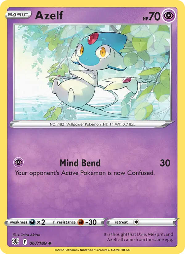 Azelf Uncommon Pokemon card #067 from Astral Radiance