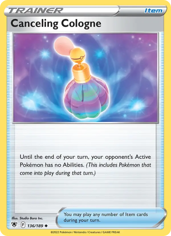 Canceling Cologne Uncommon Pokemon card #136 from Astral Radiance