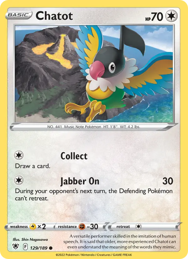 Chatot Common Pokemon card #129 from Astral Radiance