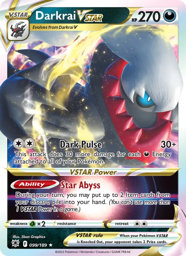 Darkrai VSTAR Holo Rare VSTAR Pokemon card #099 from Astral Radiance