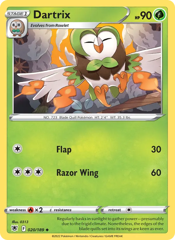 Dartrix Uncommon Pokemon card #020 from Astral Radiance