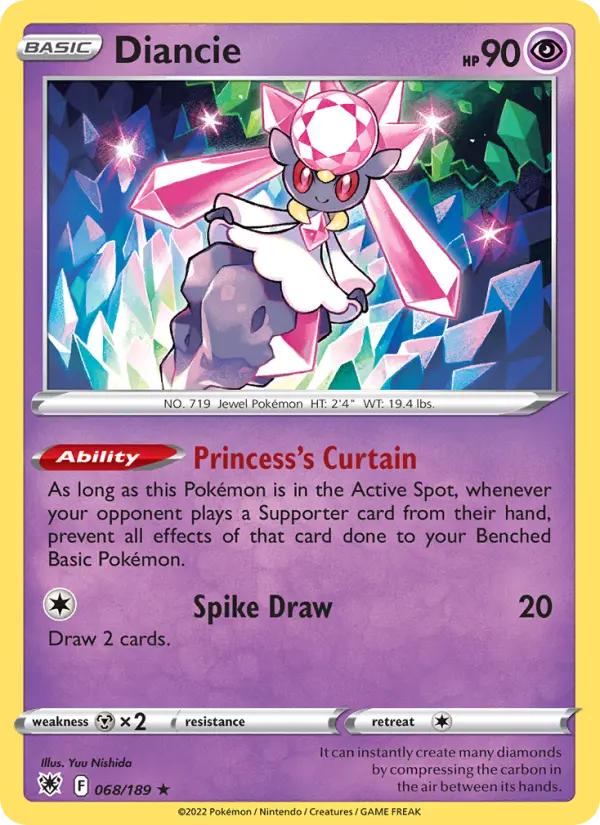 Diancie Holo Rare Pokemon card #068 from Astral Radiance