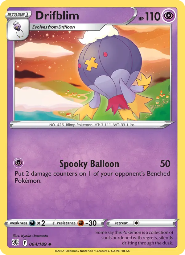 Drifblim Uncommon Pokemon card #064 from Astral Radiance