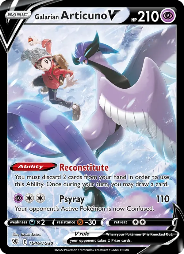 Galarian Articuno V Ultra Rare Pokemon card #TG16 from Astral Radiance