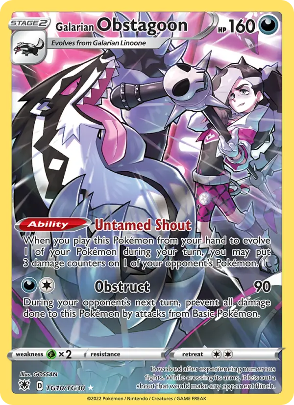 Galarian Obstagoon Rare Pokemon card #TG10 from Astral Radiance