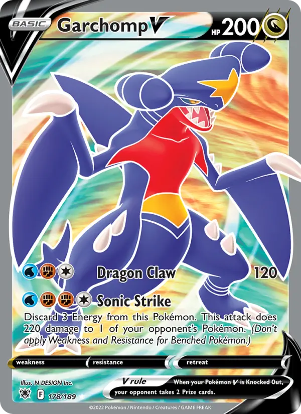 Garchomp V Ultra Rare Pokemon card #178 from Astral Radiance