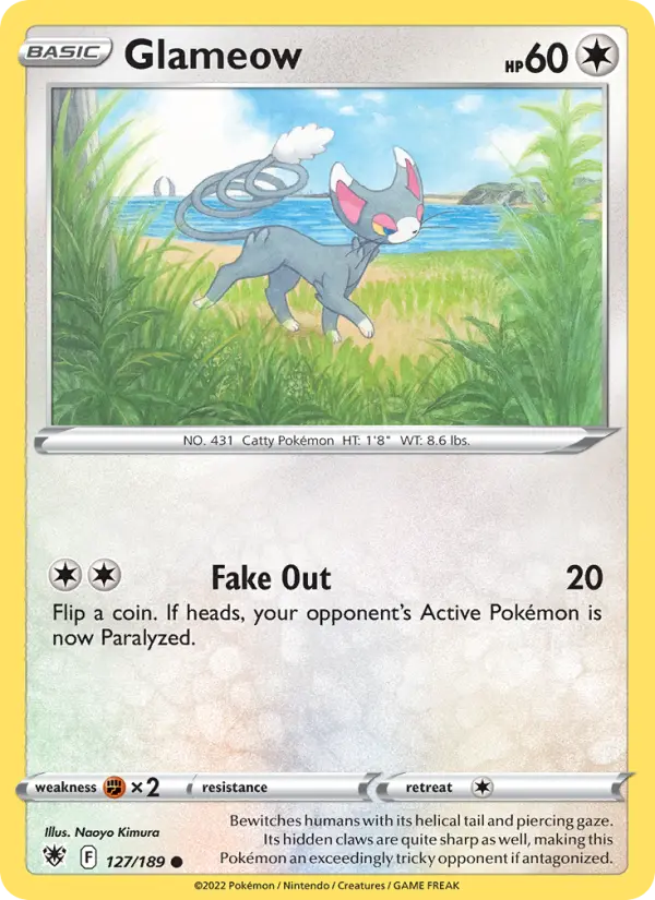 Glameow Common Pokemon card #127 from Astral Radiance
