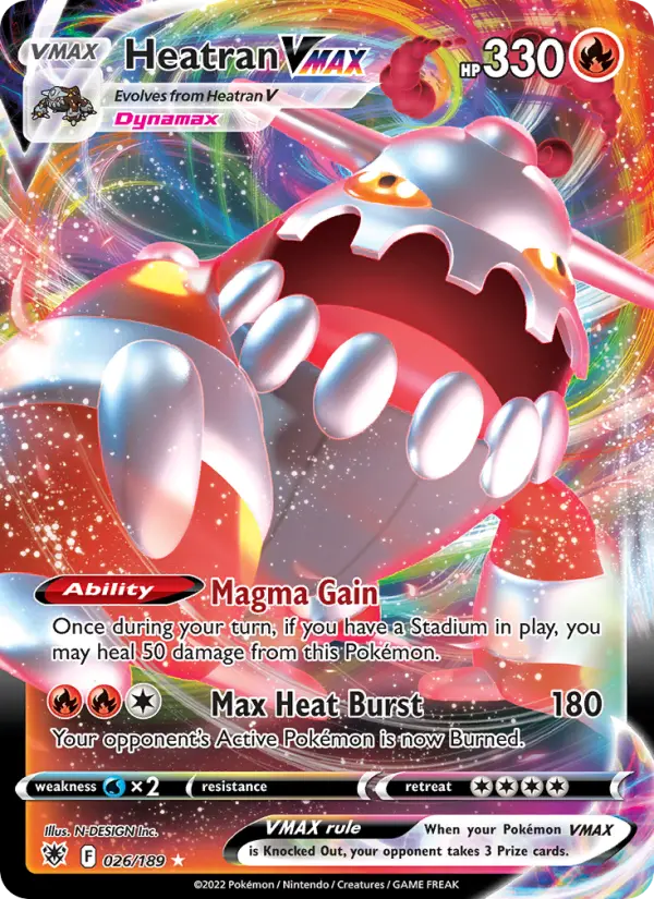 Heatran VMAX Holo Rare VMAX Pokemon card #026 from Astral Radiance