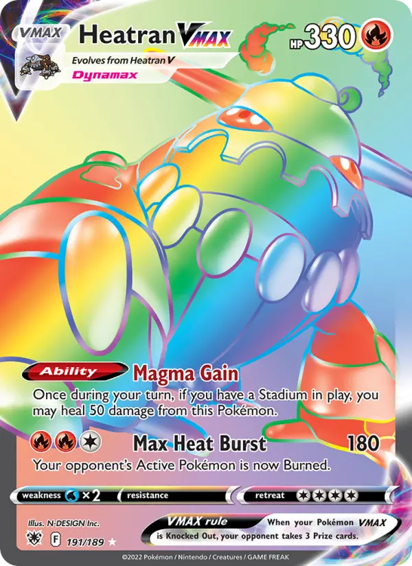 Heatran VMAX Secret Rare Pokemon card #191 from Astral Radiance