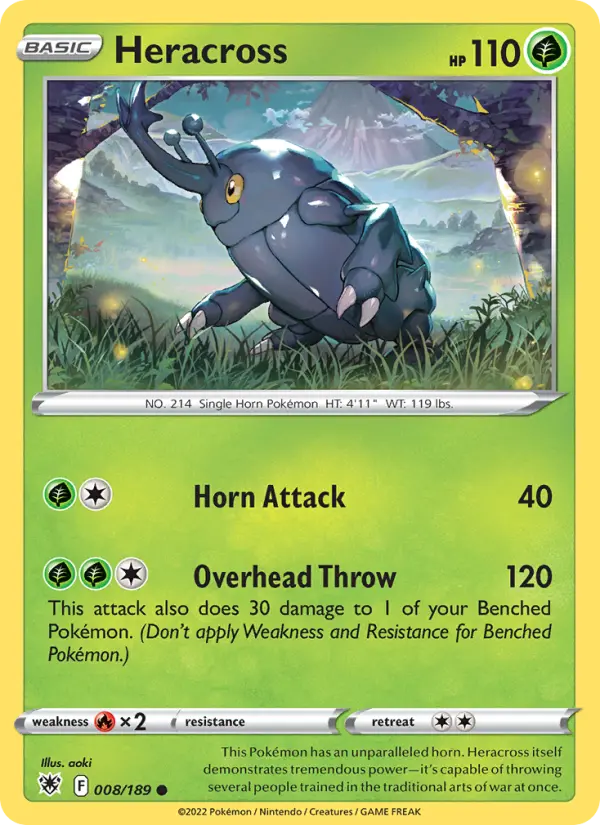 Heracross Common Pokemon card #008 from Astral Radiance