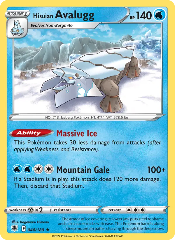 Avalugg Pokemon card artwork