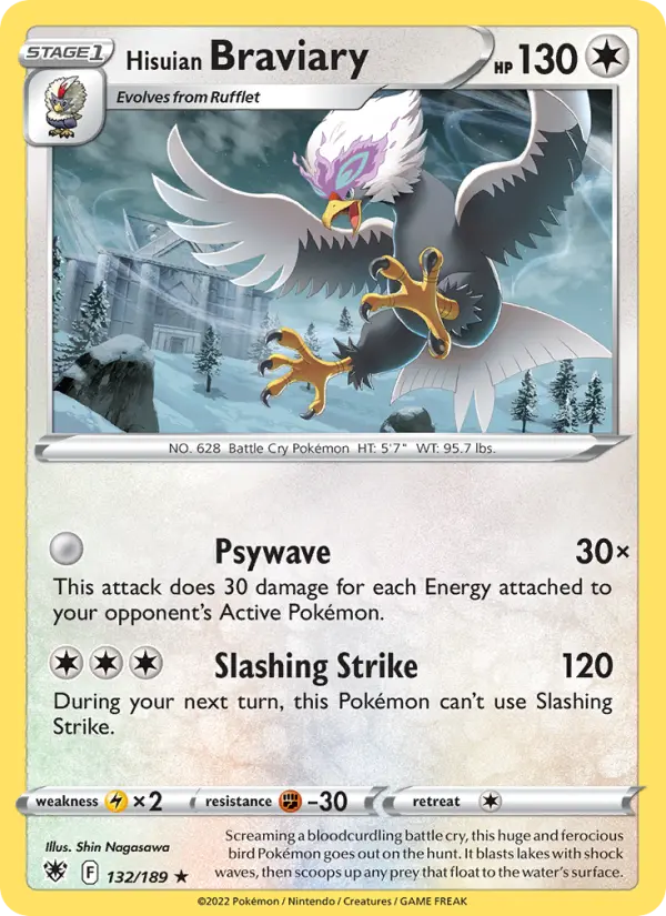 Hisuian Braviary Rare Pokemon card #132 from Astral Radiance