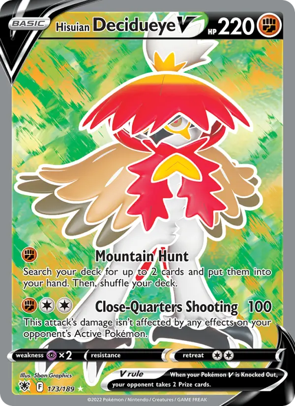 Hisuian Decidueye V Ultra Rare Pokemon card #173 from Astral Radiance