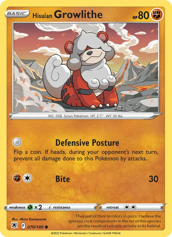 Hisuian Growlithe Common Pokemon card #070 from Astral Radiance
