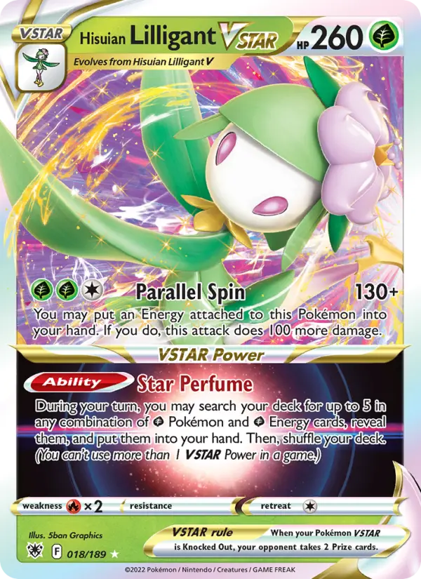 Hisuian Lilligant VSTAR Holo Rare VSTAR Pokemon card #018 from Astral Radiance