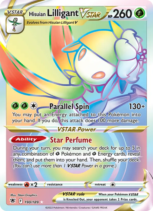 Hisuian Lilligant VSTAR Secret Rare Pokemon card #190 from Astral Radiance