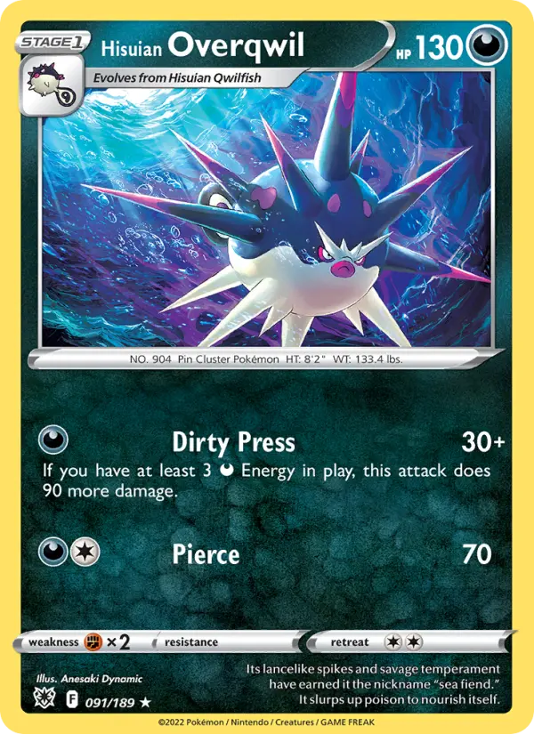 Hisuian Overqwil Rare Pokemon card #091 from Astral Radiance