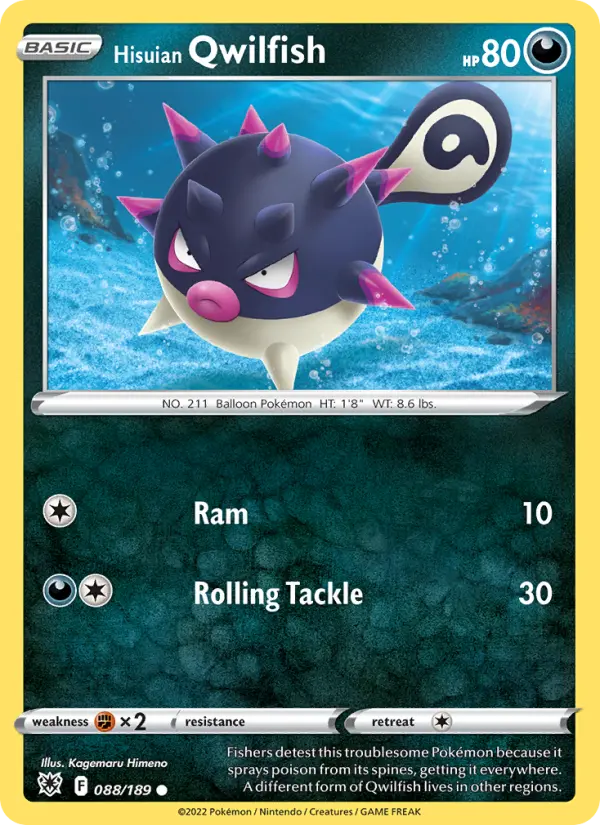 Hisuian Qwilfish Common Pokemon card #088 from Astral Radiance
