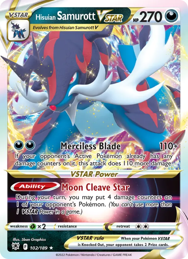 Hisuian Samurott VSTAR Holo Rare VSTAR Pokemon card #102 from Astral Radiance