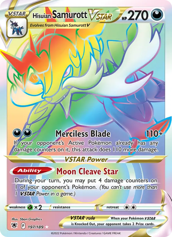 Hisuian Samurott VSTAR Secret Rare Pokemon card #197 from Astral Radiance