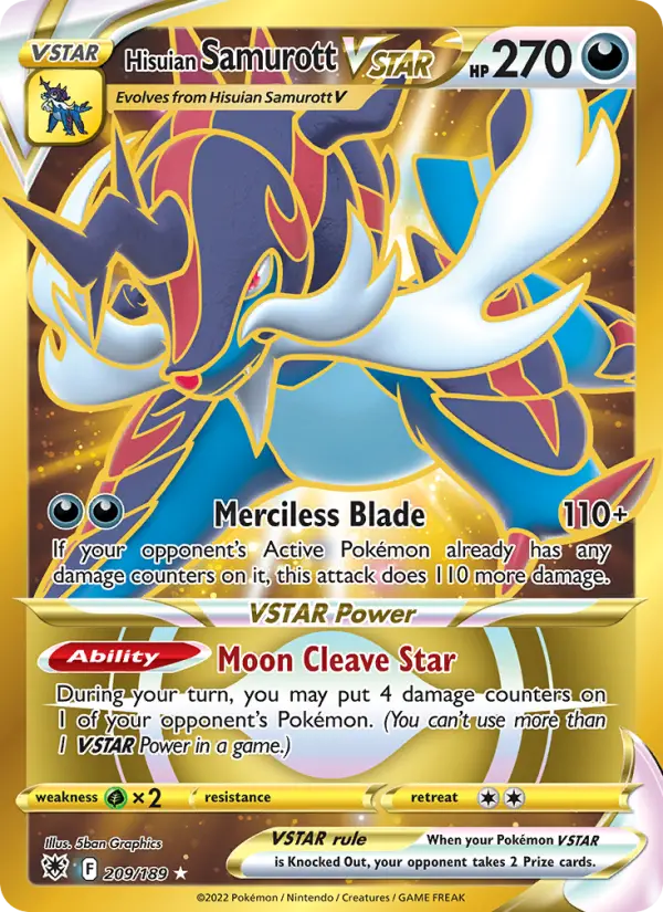 Hisuian Samurott VSTAR Secret Rare Pokemon card #209 from Astral Radiance