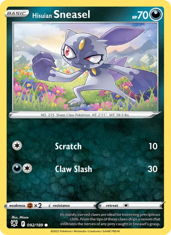 Hisuian Sneasel Common Pokemon card #092 from Astral Radiance