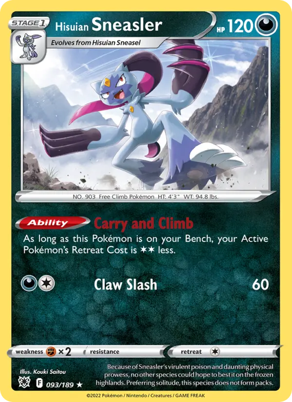 Hisuian Sneasler Holo Rare Pokemon card #093 from Astral Radiance
