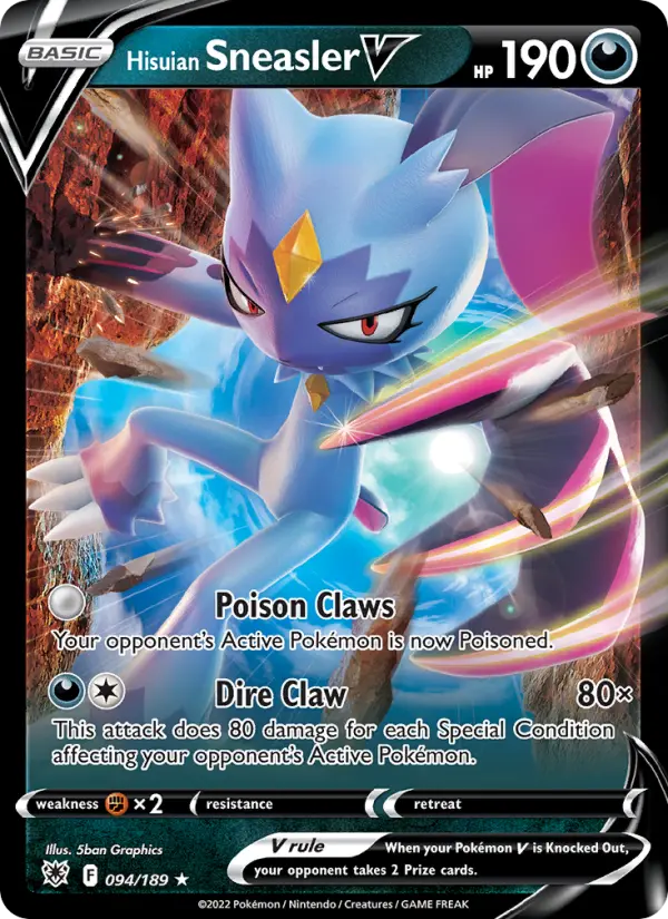 Hisuian Sneasler V Holo Rare V Pokemon card #094 from Astral Radiance