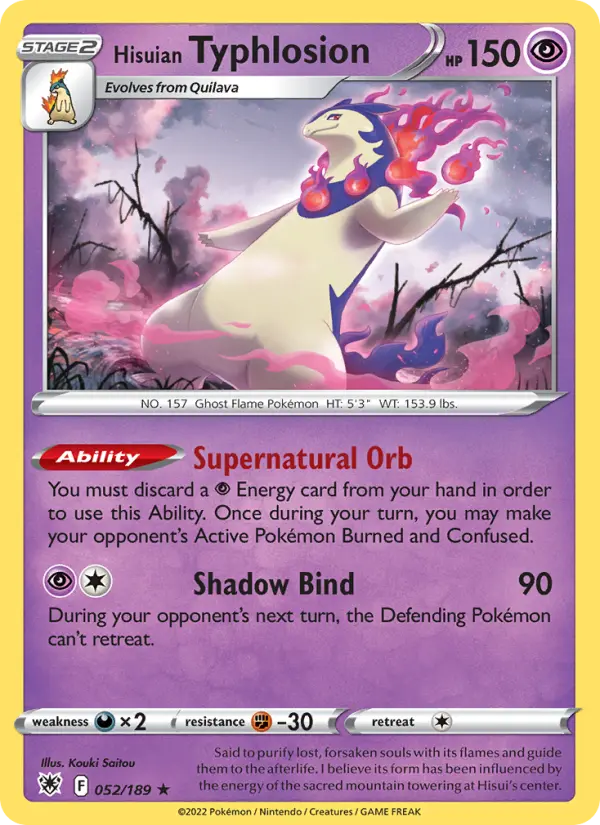 Hisuian Typhlosion Holo Rare Pokemon card #052 from Astral Radiance