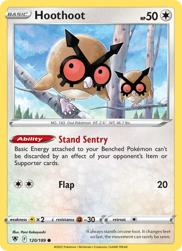 Hoothoot Common Pokemon card #120 from Astral Radiance