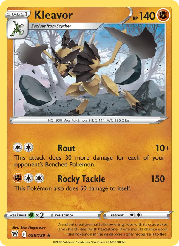 Kleavor Rare Pokemon card #085 from Astral Radiance