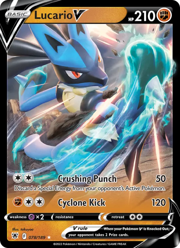 Lucario V Holo Rare V Pokemon card #078 from Astral Radiance