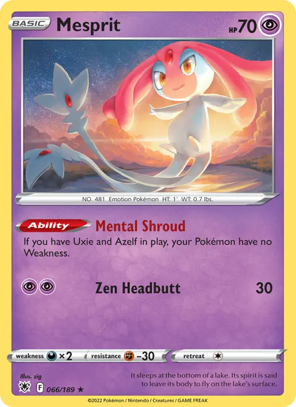 Mesprit Holo Rare Pokemon card #066 from Astral Radiance