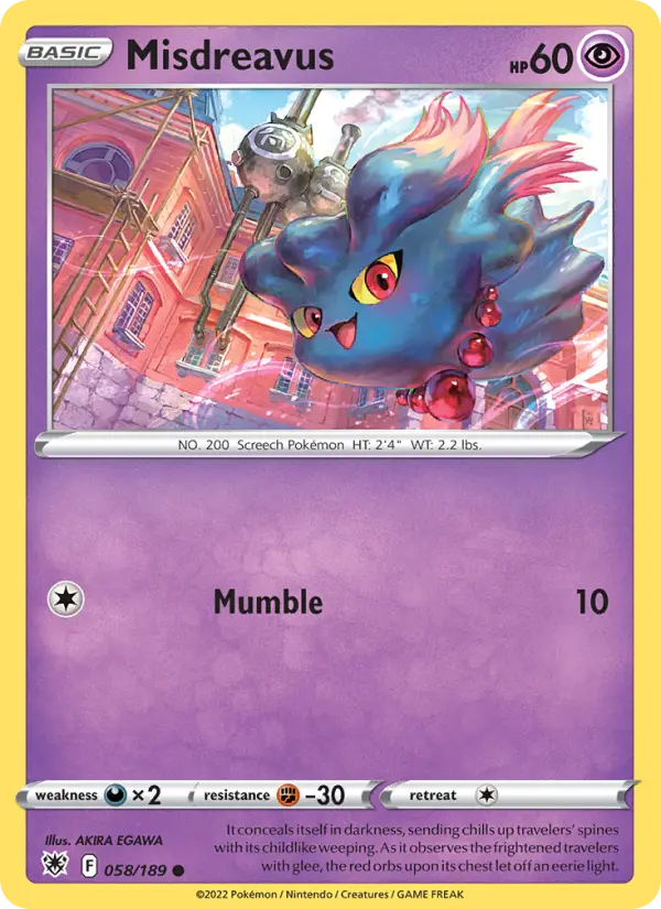 Misdreavus Common Pokemon card #058 from Astral Radiance