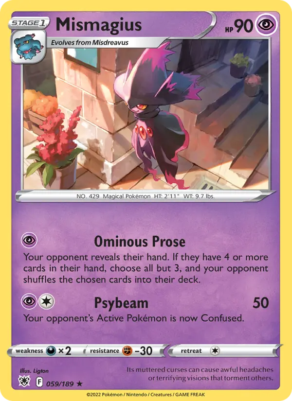 Mismagius Rare Pokemon card #059 from Astral Radiance