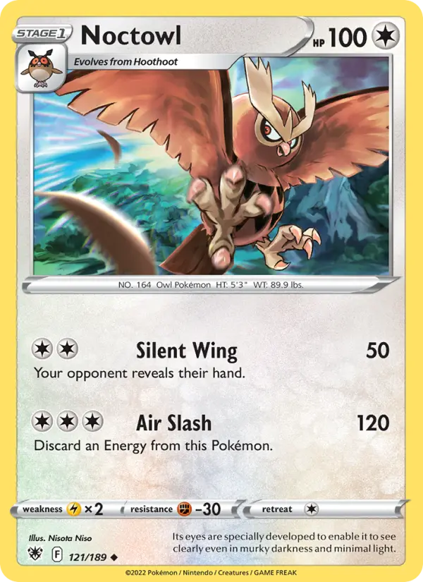 Noctowl Uncommon Pokemon card #121 from Astral Radiance