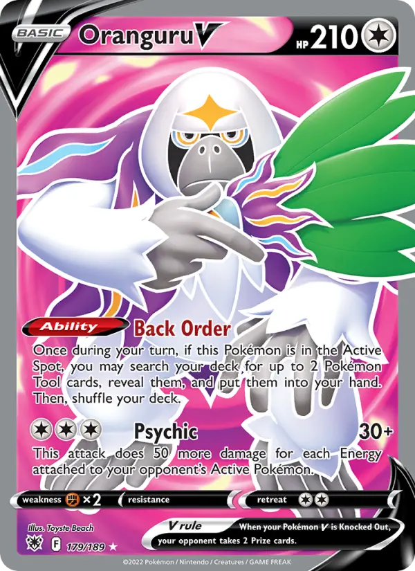 Oranguru V Ultra Rare Pokemon card #179 from Astral Radiance